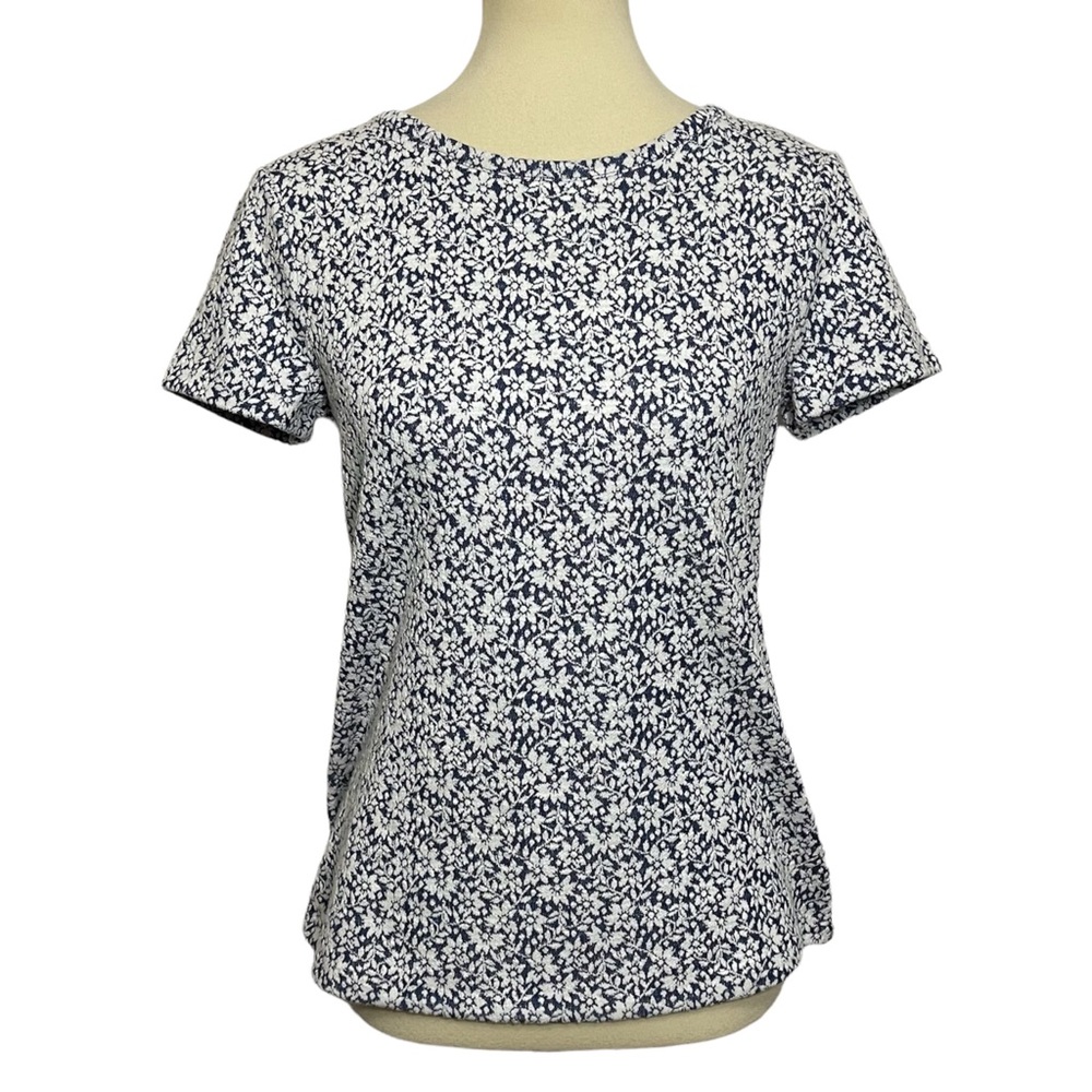 Talbots Floral Jacquard Texture Short Sleeve Blouse